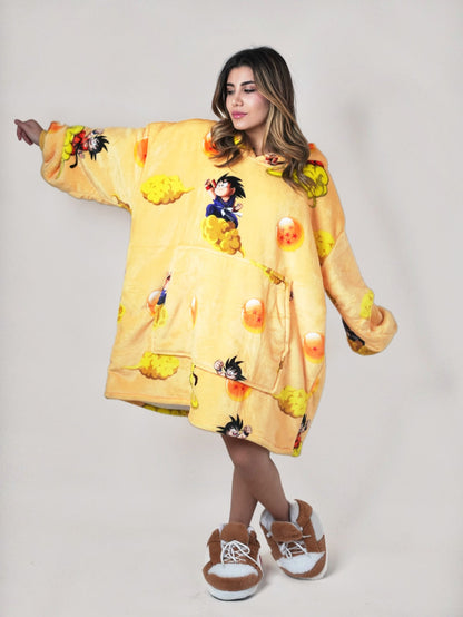Cozy DragonBall 🐉 – Oversized Hoodie Blanket