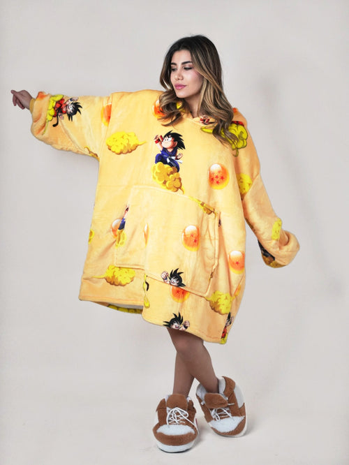 Cozy DragonBall 🐉 – Oversized Hoodie Blanket