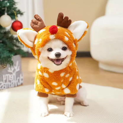 Cozy Deer – Fluffy Reindeer Hoodie for Pets